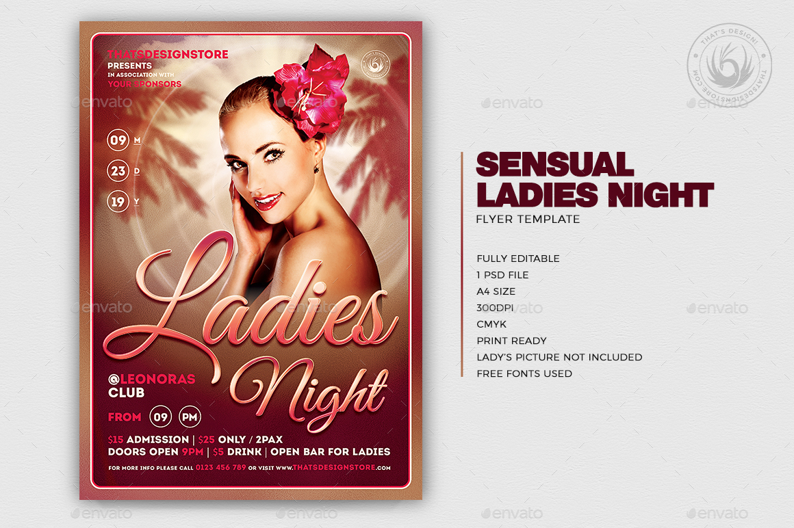 Sensual Ladies Night Flyer Template Print Templates Graphicriver